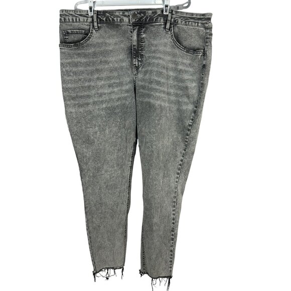 Ava & Viv Womens Plus Size 22W Gray Fringe Hem Stretch Jeans High Rise Denim - Picture 1 of 6